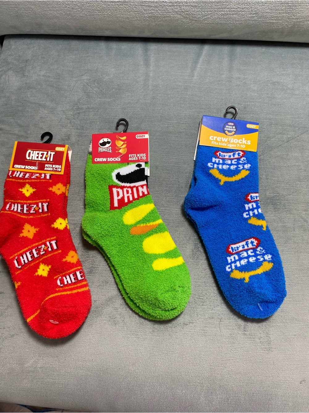 Kids 7-10 Plush Crew Socks - Cheez-It / Pringles / Kraft Mac & Cheese Designs